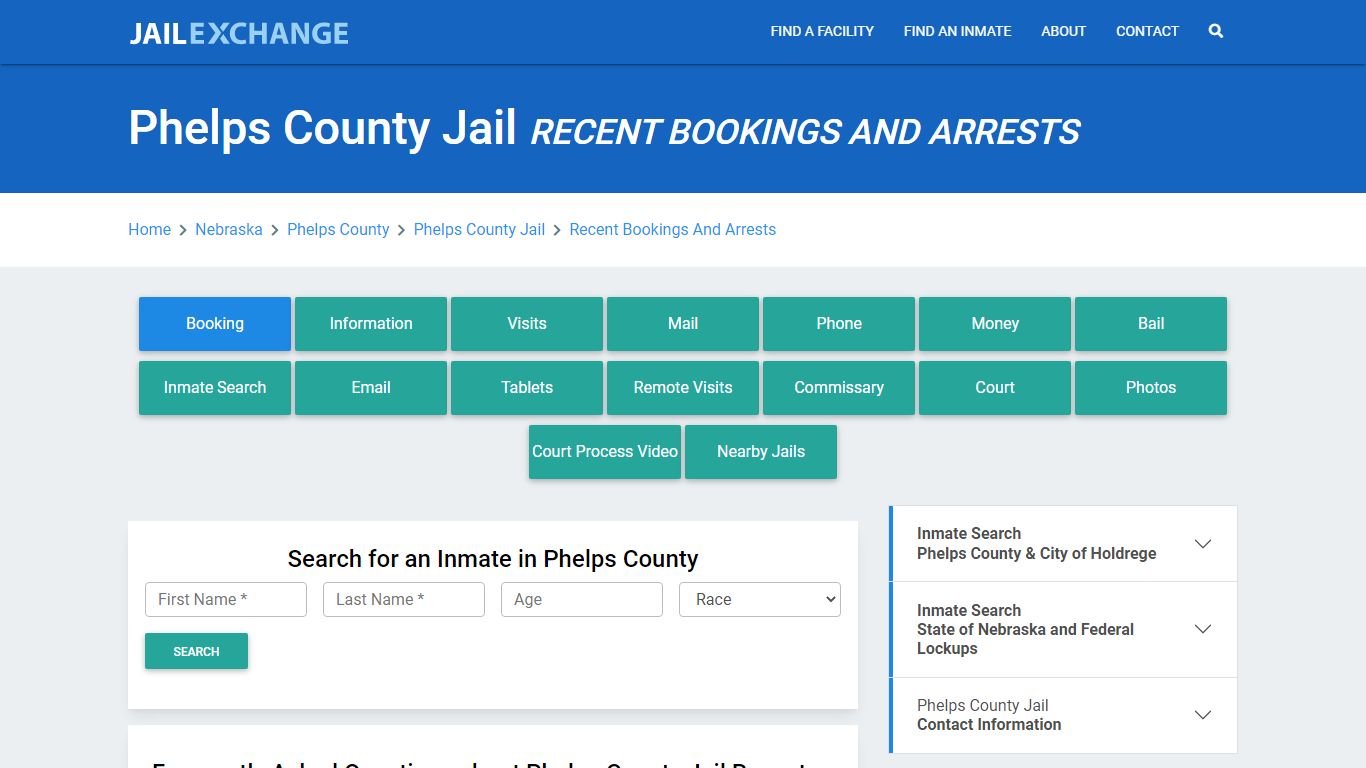 Phelps County Jail NE Recent Arrests and Bookings - Jail Exchange